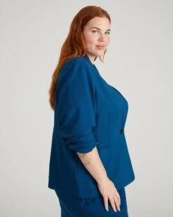 Lennox Collarless Ponte Blazer - Deep Teal -UNIVERSAL STANDARD USOU1463 926 Lennox Collarless Ponte Blazer Deep Teal 002 141