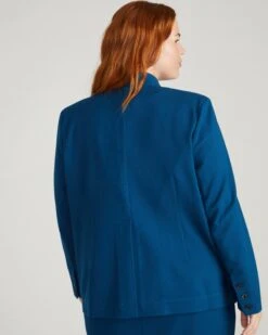 Lennox Collarless Ponte Blazer - Deep Teal -UNIVERSAL STANDARD USOU1463 926 Lennox Collarless Ponte Blazer Deep Teal 003 147