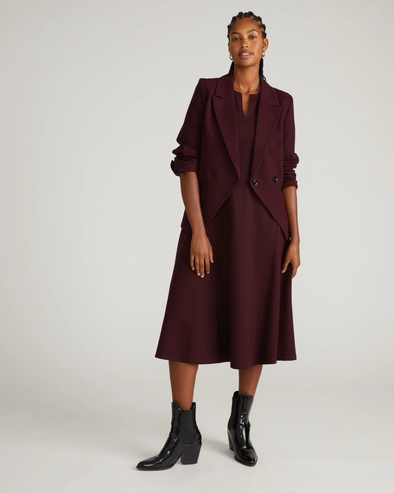 Bianca Double Breasted Ponte Blazer - Black Cherry 7 Bianca Double Breasted Ponte Blazer - Black Cherry - Image 5