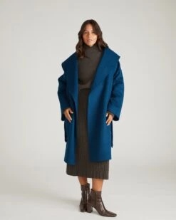 Asha Double Face Wool Coat - Deep Teal 10 Asha Double Face Wool Coat - Deep Teal -UNIVERSAL STANDARD USOU1520 926 Asha Roll Collar Double Face Coat Deep Teal 001 214