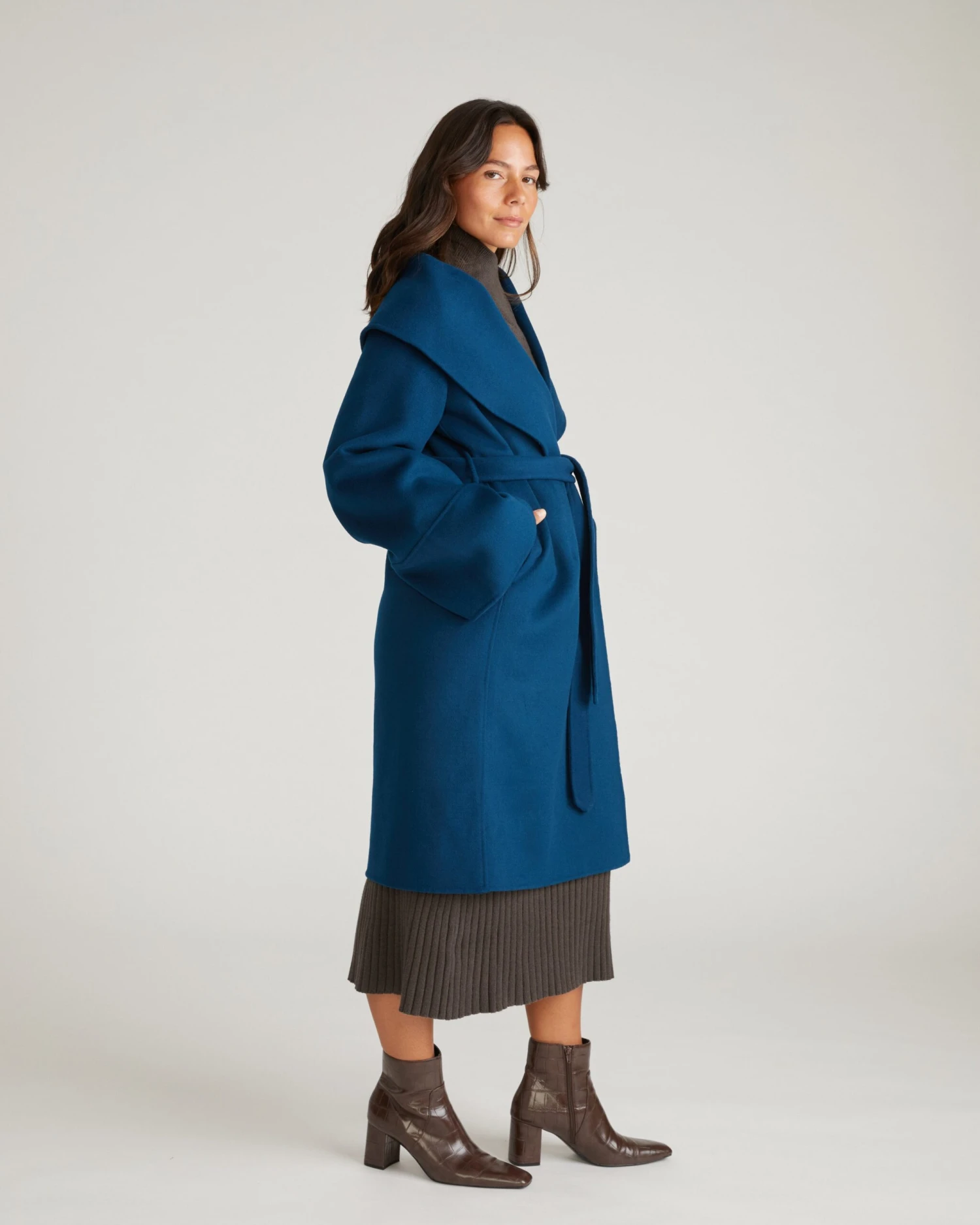Asha Double Face Wool Coat - Deep Teal 7 Asha Double Face Wool Coat - Deep Teal - Image 5