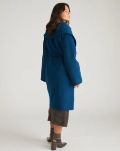 Asha Double Face Wool Coat - Deep Teal 13 Asha Double Face Wool Coat - Deep Teal -UNIVERSAL STANDARD USOU1520 926 Asha Roll Collar Double Face Coat Deep Teal 003 237