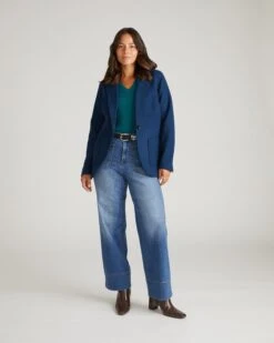 Kidjo Tailored Wool Jacket - Pageant Blue -UNIVERSAL STANDARD USOU1727 930 Kidjo Tailored Wool Jacket Pageant Blue 001 002