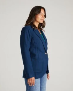 Kidjo Tailored Wool Jacket - Pageant Blue -UNIVERSAL STANDARD USOU1727 930 Kidjo Tailored Wool Jacket Pageant Blue 002 015