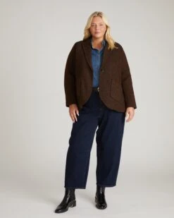 Kidjo Tailored Wool Jacket - Black/Brown Herringbone -UNIVERSAL STANDARD USOU1727B 921 Kidjo Jacket In Herringbone Black Brown Herringbone 001 056