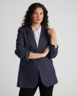 Percy Tailored Denim Look Blazer in Dark Indigo 16 Percy Tailored Denim Look Blazer in Dark Indigo -UNIVERSAL STANDARD USOU1743 008 Denim Blazer Indigo as Sampled 001 0133