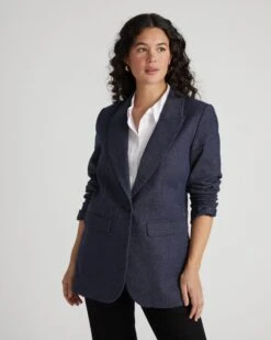 Percy Tailored Denim Look Blazer in Dark Indigo 17 Percy Tailored Denim Look Blazer in Dark Indigo -UNIVERSAL STANDARD USOU1743 008 Denim Blazer Indigo as Sampled 001 0139