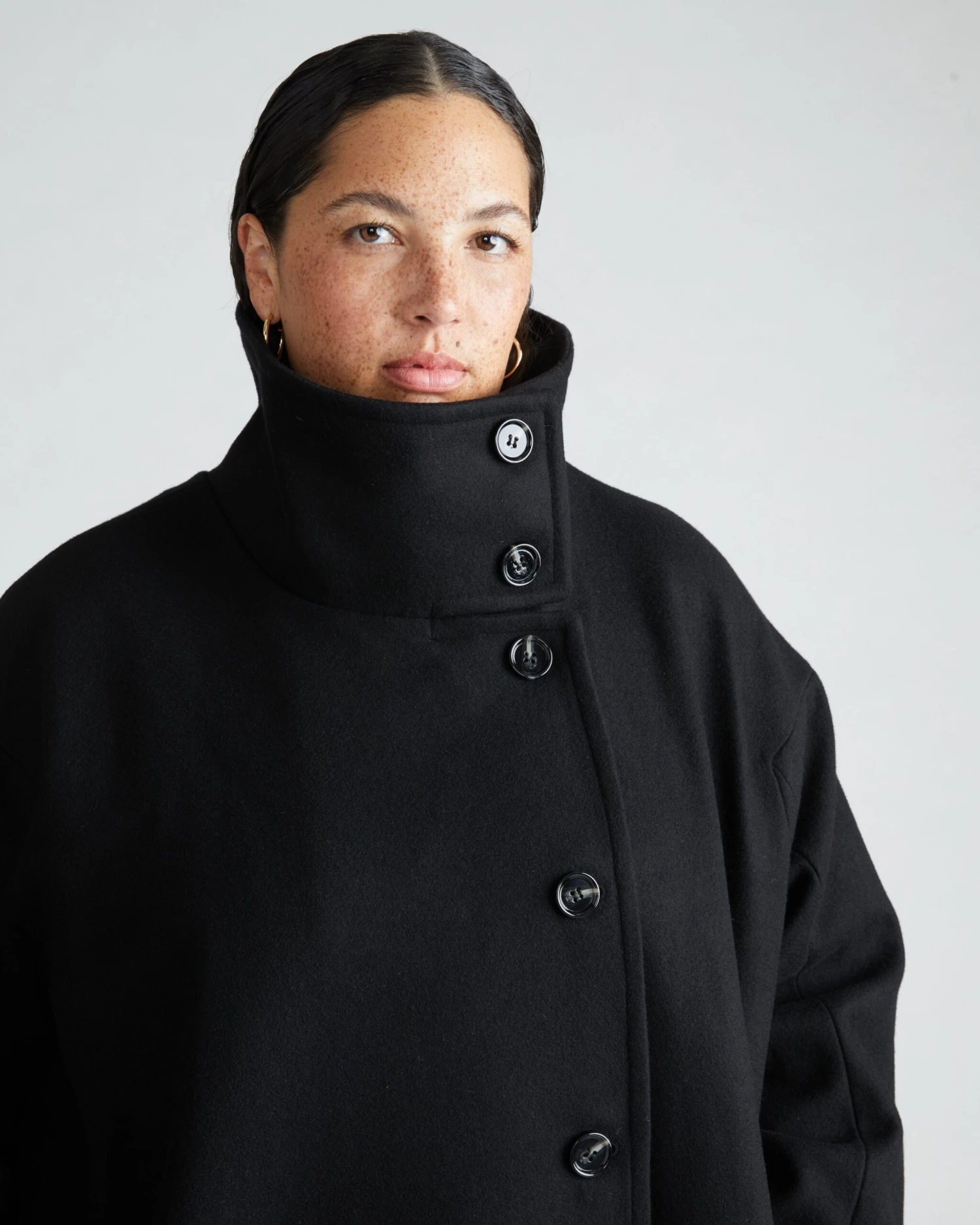 Marlo Cocoon Coat in Black - Structured Wool Outerwear 4 Marlo Cocoon Coat in Black - Structured Wool Outerwear - Image 2
