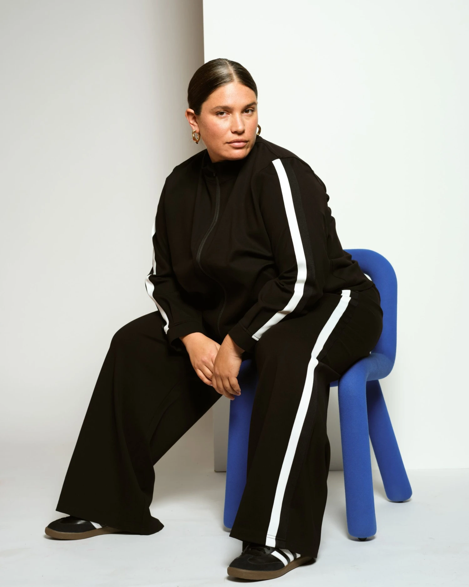 Black Ponte Bomber Jacket with Contrast Stripe Detail 3 Black Ponte Bomber Jacket with Contrast Stripe Detail