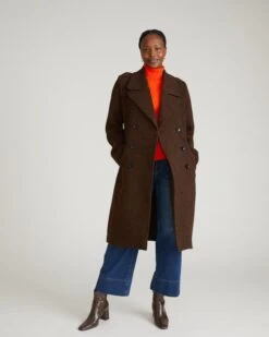 Callaghan Wool Coat - Black/Brown Herringbone -UNIVERSAL STANDARD USOU2000 921 Callaghan Coat Black Brown Herringbone 001 052