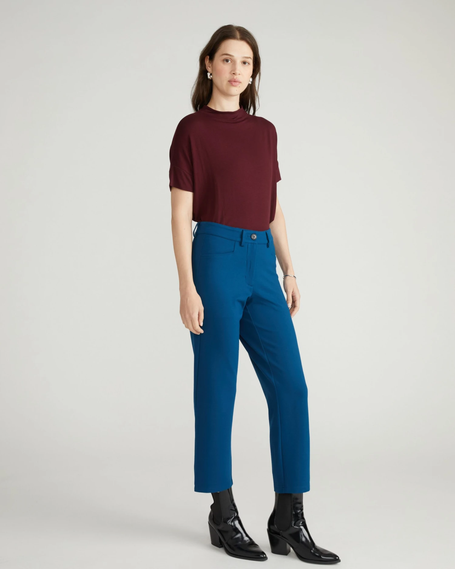 Cigarette Ponte Pants - Deep Teal 5 Cigarette Ponte Pants - Deep Teal - Image 3