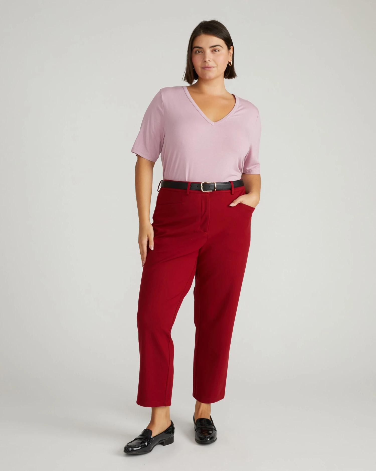 Cigarette Ponte Pants - Garnet 5 Cigarette Ponte Pants - Garnet - Image 3