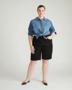 Bae Relaxed Denim Shorts in Jet Black - Comfortable Boyfriend Fit