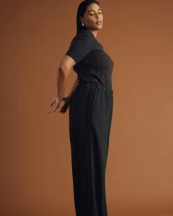 Stephanie Wide Leg Stripe Ponte Pants 30 Inch - Forest Houndstooth With Black Stripe 13 Stephanie Wide Leg Stripe Ponte Pants 30 Inch - Forest Houndstooth With Black Stripe -UNIVERSAL STANDARD USPA0553 756 003