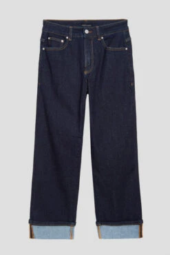 High Rise Cuffed Straight Leg Selvedge Jeans - Vintage Indigo -UNIVERSAL STANDARD USPA0825CB 359 0067