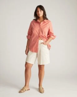 Lou Loose Fit Ecru Denim Shorts - Wide Leg High-Waisted Comfort