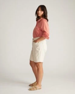 Lou Loose Fit Ecru Denim Shorts - Wide Leg High-Waisted Comfort -UNIVERSAL STANDARD USPA1261S 701Lou Loose Fit Denim ShortsEcru 002 059