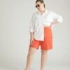 Wide Leg Lou Loose Fit Denim Shorts - Coral Reef -UNIVERSAL STANDARD USPA1261S 902Lou Loose Fit Denim ShortsVermillion 001 003