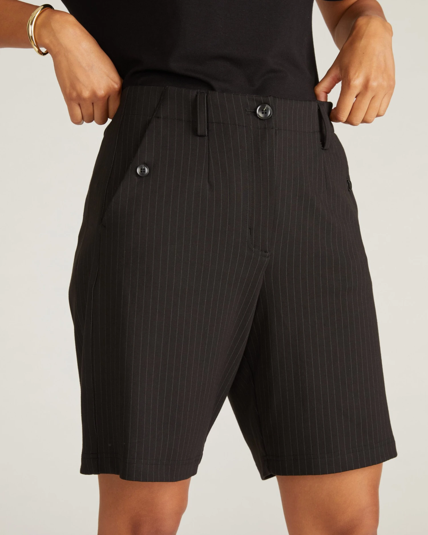 Audrey Ponte Shorts - Slate Pinstripe 4 Audrey Ponte Shorts - Slate Pinstripe - Image 2