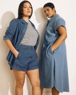 Capri Chambray Shorts - Orion Blue 7 Capri Chambray Shorts - Orion Blue -UNIVERSAL STANDARD USPA1328 881 003