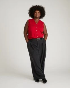 Palais Cooling Cupro Wide Leg Pant - Black -UNIVERSAL STANDARD USPA1557XP 001 Cooling Cupro Wide Leg Pant Black 001 005