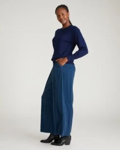Palais Cooling Cupro Wide Leg Pant - Pageant Blue -UNIVERSAL STANDARD USPA1557XP 930 Cooling Cupro Wide Leg Pant Pageant Blue 002 011