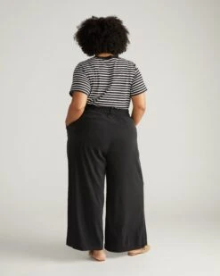 Palais Cooling Cupro Wide Leg Pant - Black -UNIVERSAL STANDARD USPA1557 001 Wide leg Pant Black 003 005