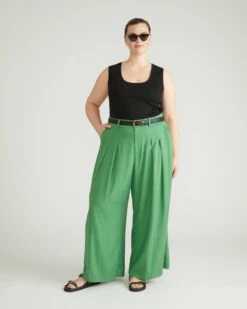 Palais Cooling Cupro Wide Leg Pant - Clover
