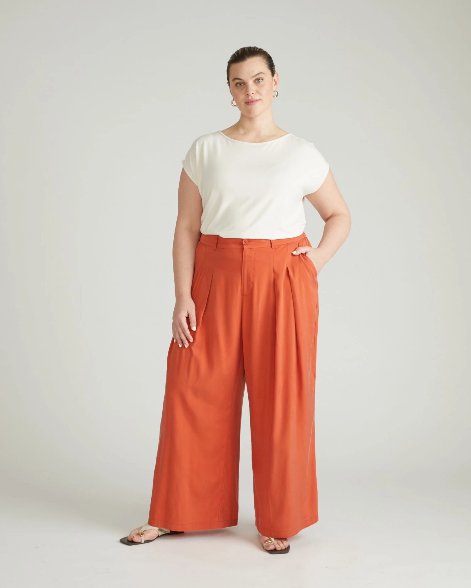 Palais Cooling Cupro Wide Leg Pant - Warm Russet 3 Palais Cooling Cupro Wide Leg Pant - Warm Russet