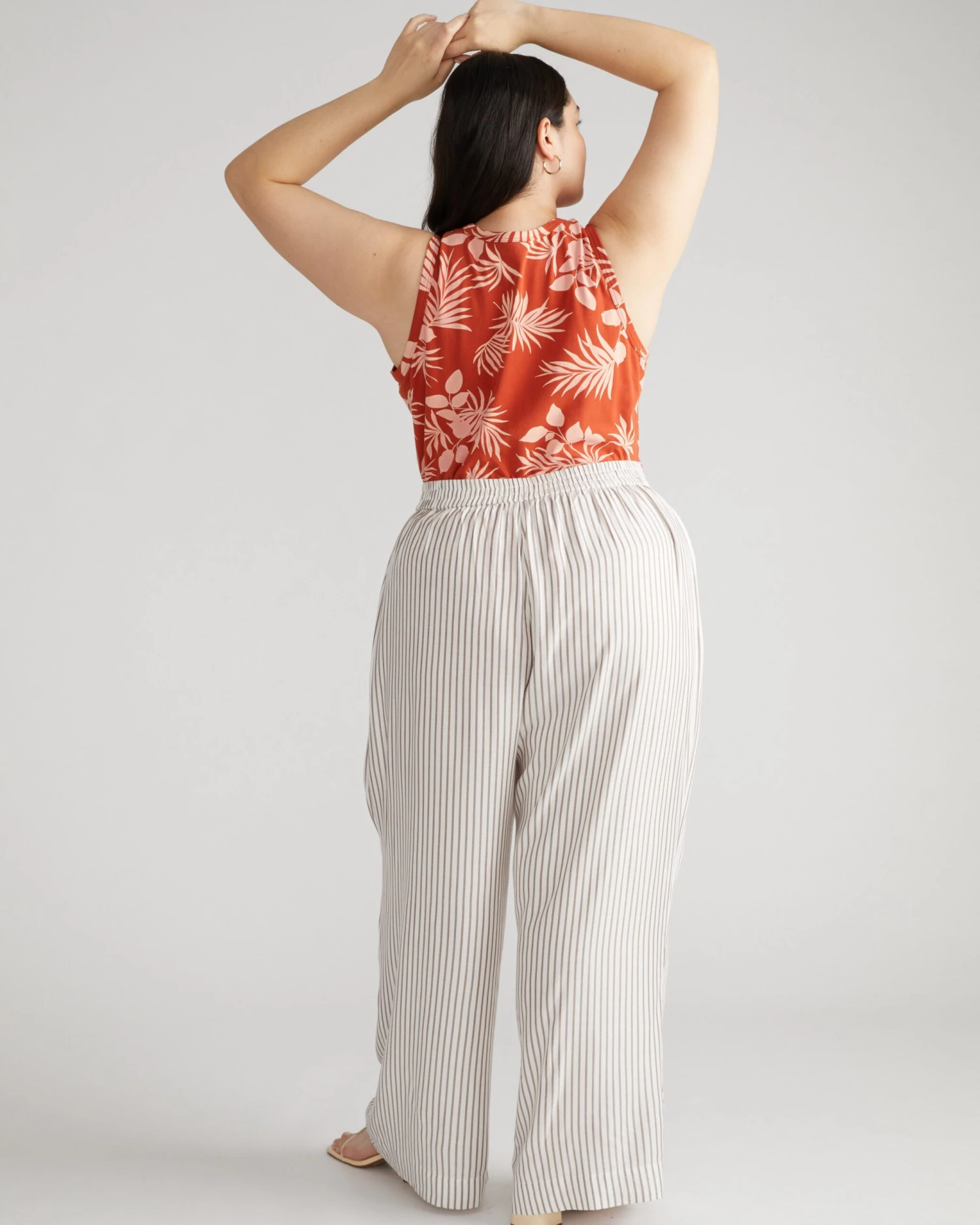Lightweight Striped Rayon Voile Pants - White & Beige Summer Trousers 5 Lightweight Striped Rayon Voile Pants - White & Beige Summer Trousers - Image 3