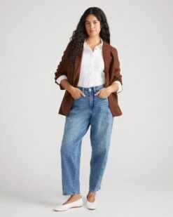 High-Rise Twisted Leg Patchwork Jeans - Montana Blue 16 High-Rise Twisted Leg Patchwork Jeans - Montana Blue -UNIVERSAL STANDARD USPA1718 740 New Engineered Jean Montana Blue 001 038