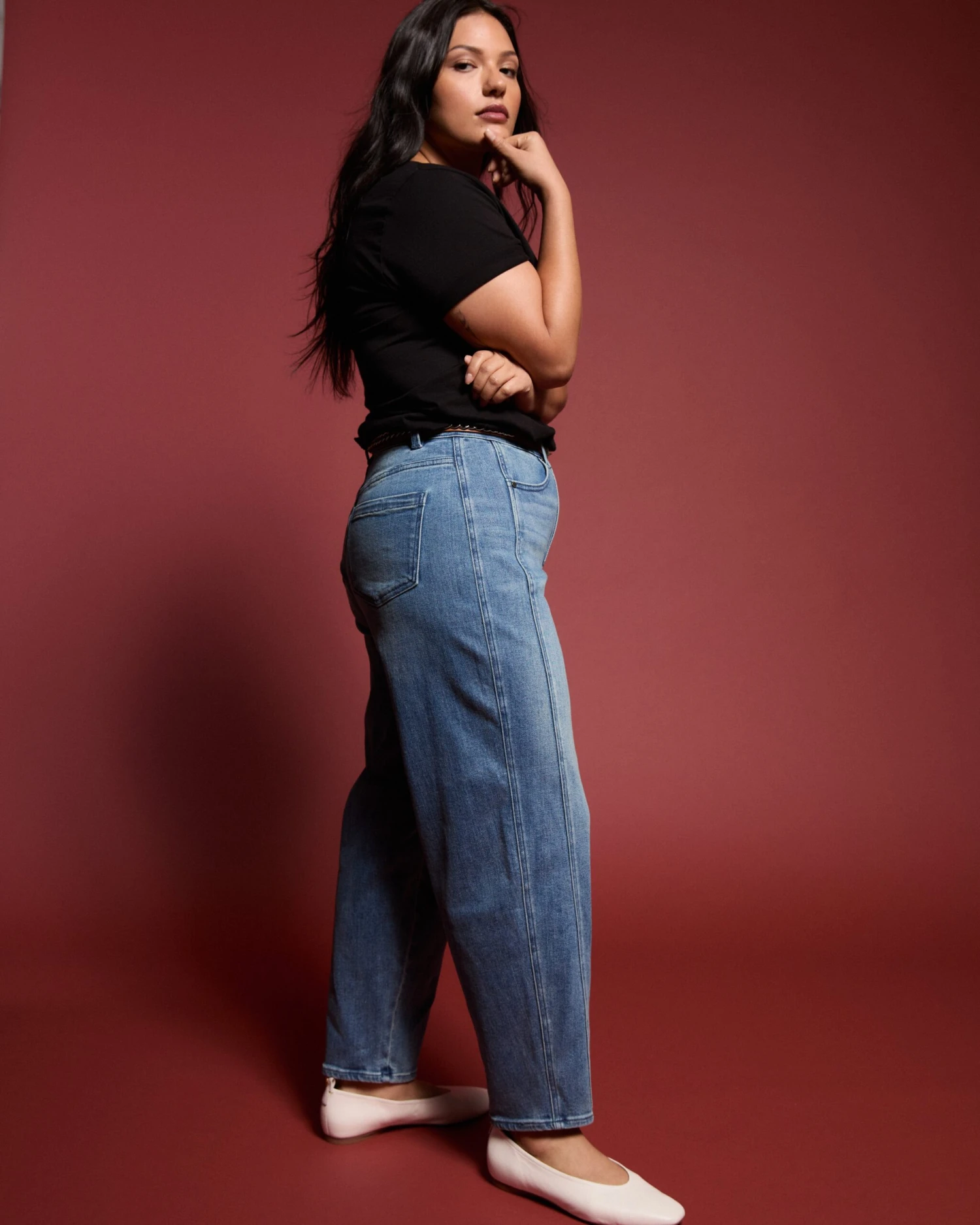 High-Rise Twisted Leg Patchwork Jeans - Montana Blue 3 High-Rise Twisted Leg Patchwork Jeans - Montana Blue