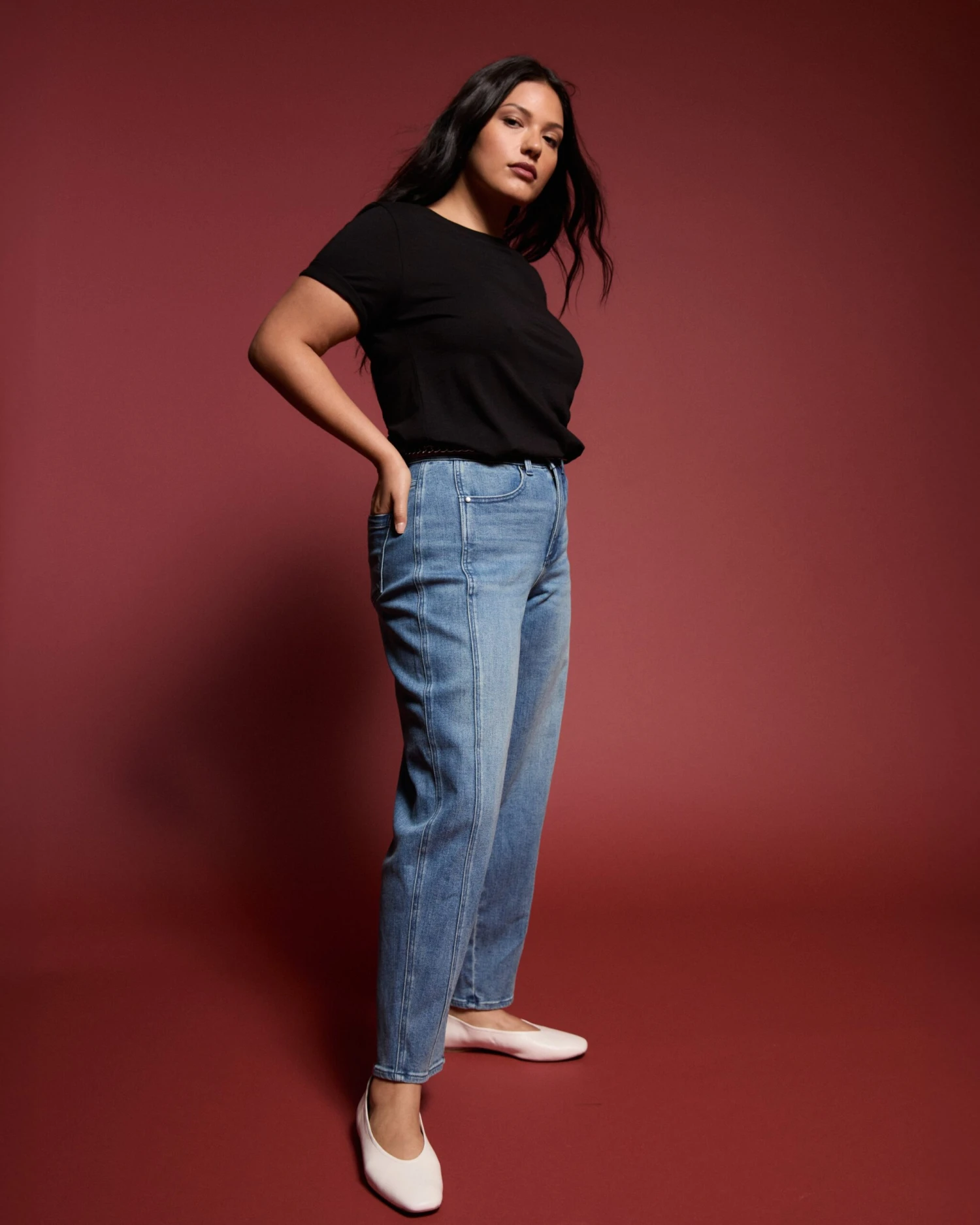 High-Rise Twisted Leg Patchwork Jeans - Montana Blue 5 High-Rise Twisted Leg Patchwork Jeans - Montana Blue - Image 3