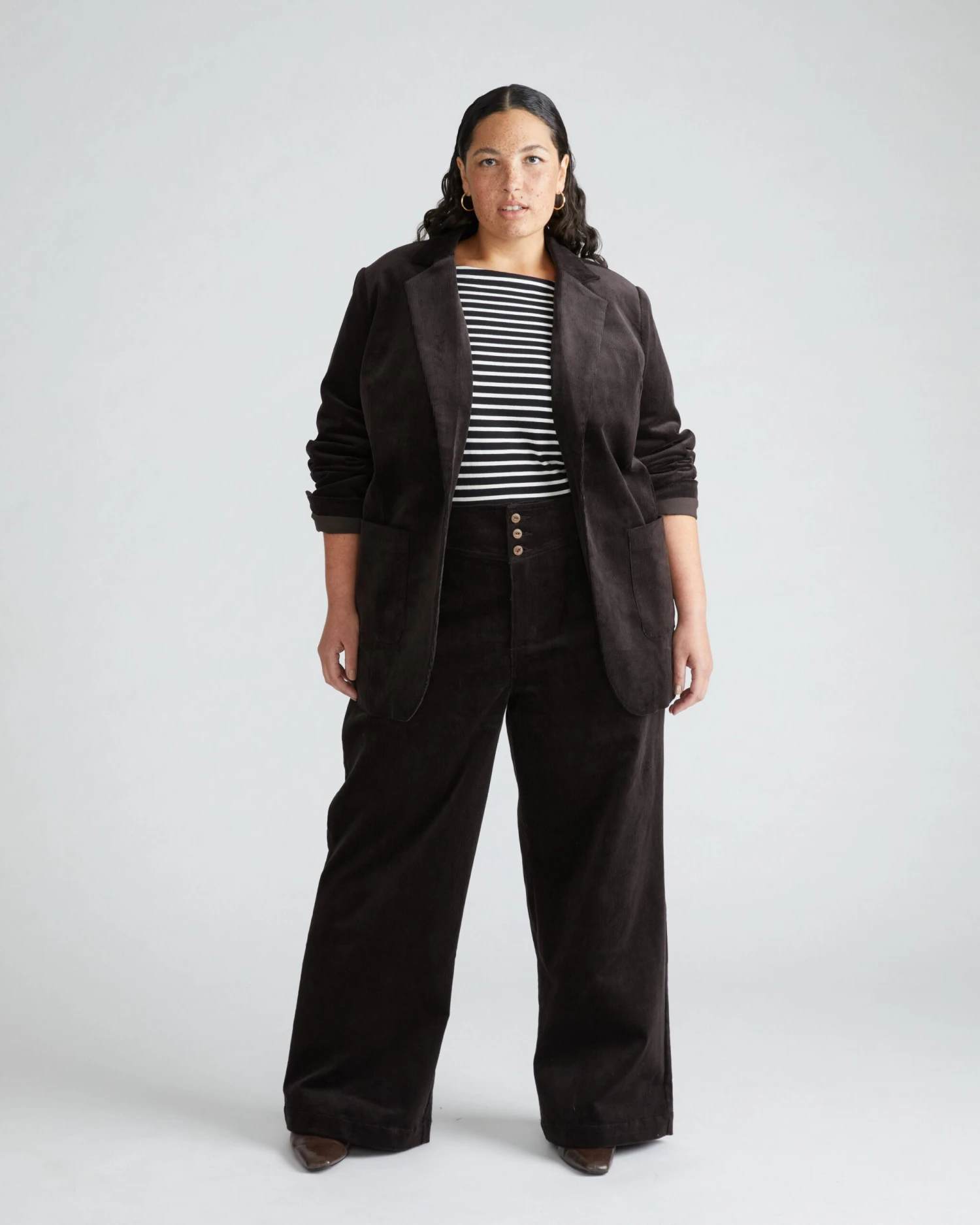 High Rise Wide Leg Sailor Corduroy Pants - Espresso 5 High Rise Wide Leg Sailor Corduroy Pants - Espresso - Image 3