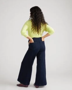 Olivia Pintuck Wide Leg Jeans - Dark Indigo 8 Olivia Pintuck Wide Leg Jeans - Dark Indigo -UNIVERSAL STANDARD USPA1754 008 Pull On Pintuck Jeans Dark Indigo 003 189