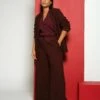Pam Pintuck Wide Leg Ponte Pants - Black Cherry -UNIVERSAL STANDARD USPA1787 190 001