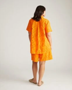 Lulu Cotton Eyelet Embroidered Shorts - Arancia -UNIVERSAL STANDARD USPA1796 890Cotton Eyelet ShortsArancia 003 020