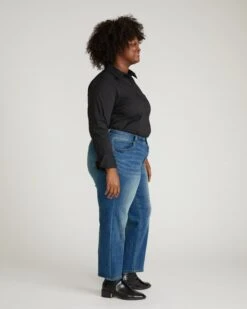 Seine High Rise Straight Leg Jean 29 Inch - Washed Vintage Indigo -UNIVERSAL STANDARD USPA1856 961 Seine High Rise Straight Leg Jean 29 Inch Dark Vintage Indigo 002 373