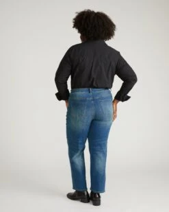Seine High Rise Straight Leg Jean 29 Inch - Washed Vintage Indigo -UNIVERSAL STANDARD USPA1856 961 Seine High Rise Straight Leg Jean 29 Inch Dark Vintage Indigo 003 380