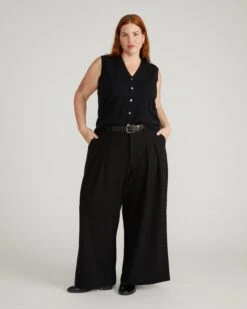 Palais Wide Leg Ponte Pants - Black -UNIVERSAL STANDARD USPA1999 001 Palais Wde Leg Ponte Pants Black 001 474