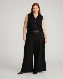 Palais Wide Leg Ponte Pants - Black -UNIVERSAL STANDARD USPA1999 001 Palais Wde Leg Ponte Pants Black 001 476