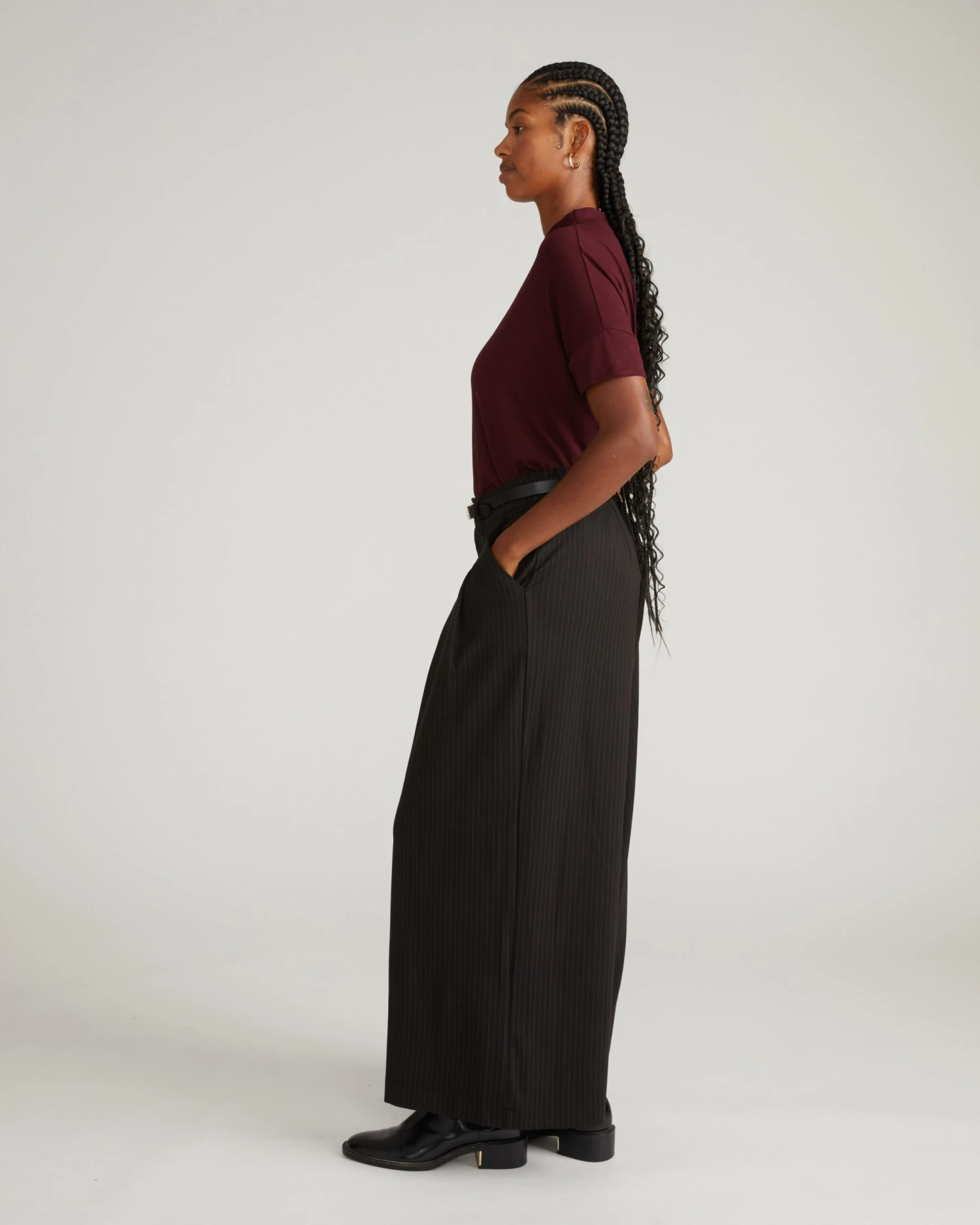 Palais Wide Leg Ponte Pants - Slate Pinstripe 4 Palais Wide Leg Ponte Pants - Slate Pinstripe - Image 2
