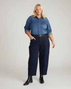 Dakota Dark Indigo Cropped Barrel Leg Jeans -UNIVERSAL STANDARD USPA2002 008 Cropped Dakota Jeans Dark Indigo 001 006