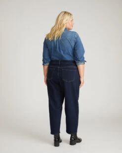 Dakota Dark Indigo Cropped Barrel Leg Jeans -UNIVERSAL STANDARD USPA2002 008 Cropped Dakota Jeans Dark Indigo 003 031