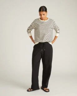 Straight Leg French Terry Sweatpants in Black - Premium Lounge Pants