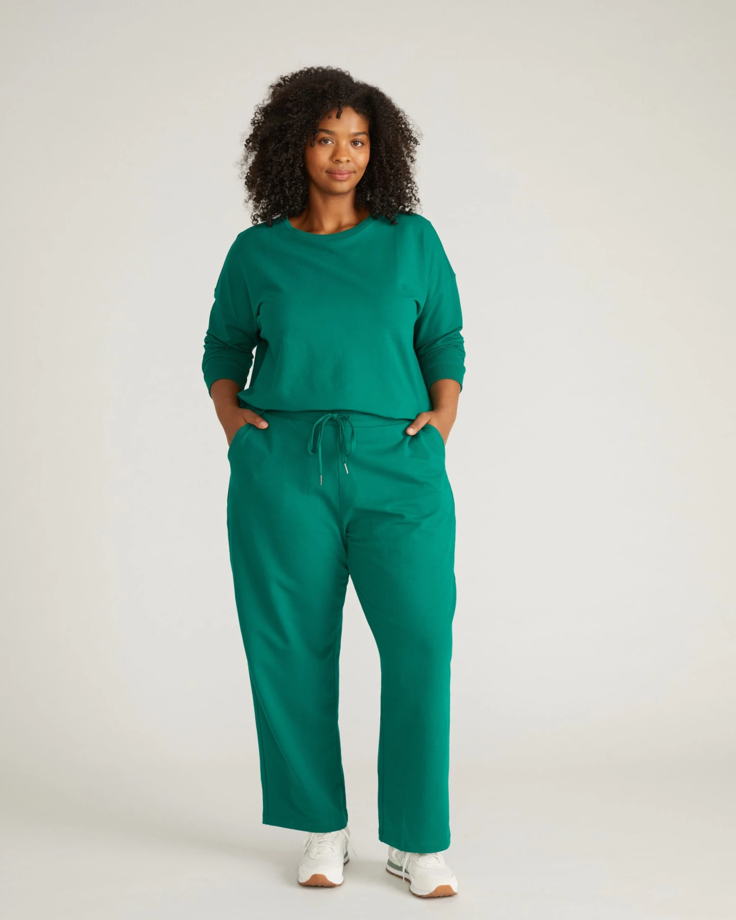 Soft French Terry Straight Leg Sweatpants with Drawstring Waist - Aventurine 4 Soft French Terry Straight Leg Sweatpants with Drawstring Waist - Aventurine - Image 2