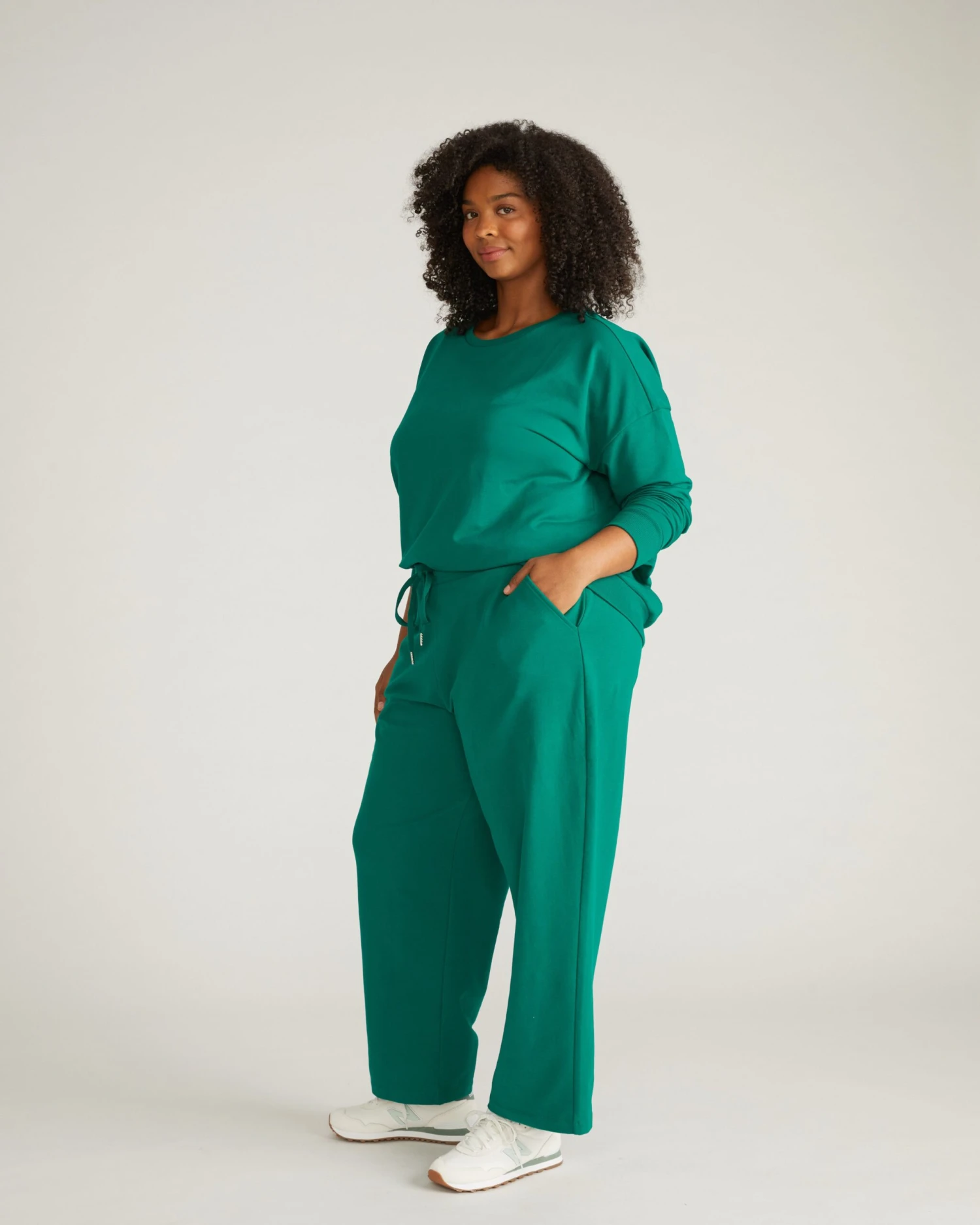 Soft French Terry Straight Leg Sweatpants with Drawstring Waist - Aventurine 5 Soft French Terry Straight Leg Sweatpants with Drawstring Waist - Aventurine - Image 3