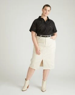 Dakota Denim Skirt - Ecru