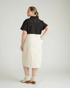 Dakota Denim Skirt - Ecru 7 Dakota Denim Skirt - Ecru -UNIVERSAL STANDARD USSK1291 701Dakota Denim SkirtEcru 003 008