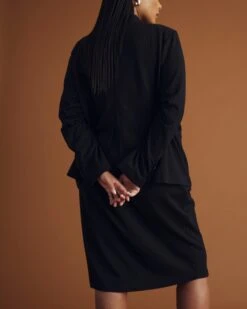 Danube Ponte Skirt - Slate Pinstripe -UNIVERSAL STANDARD USSK1498 201 003